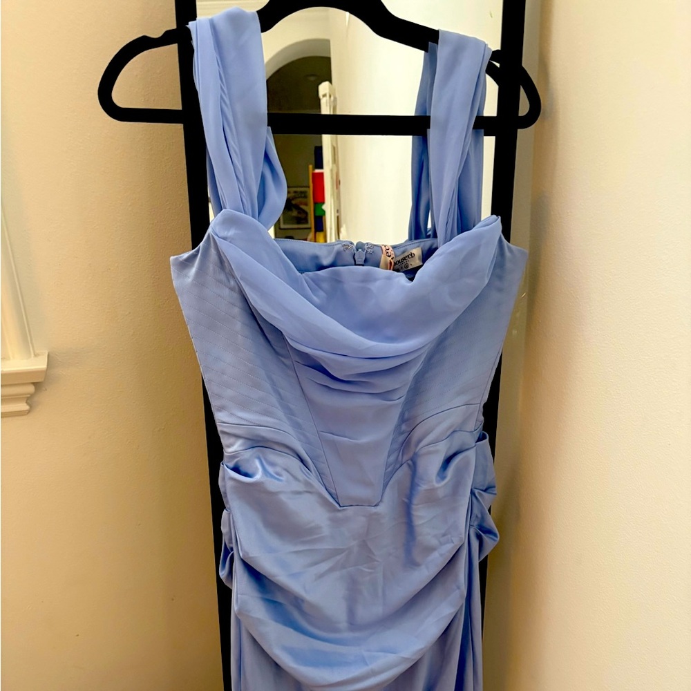 House of CB Light Blue Draped Dress